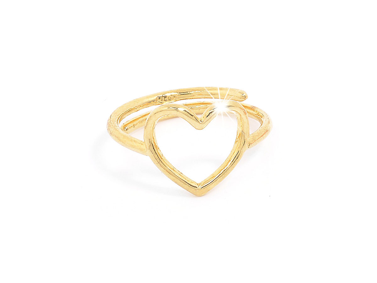 anello in argento color giallo con cuore