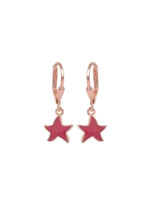 Orecchini argento rosa con pendente a forma di stella smaltata lilla