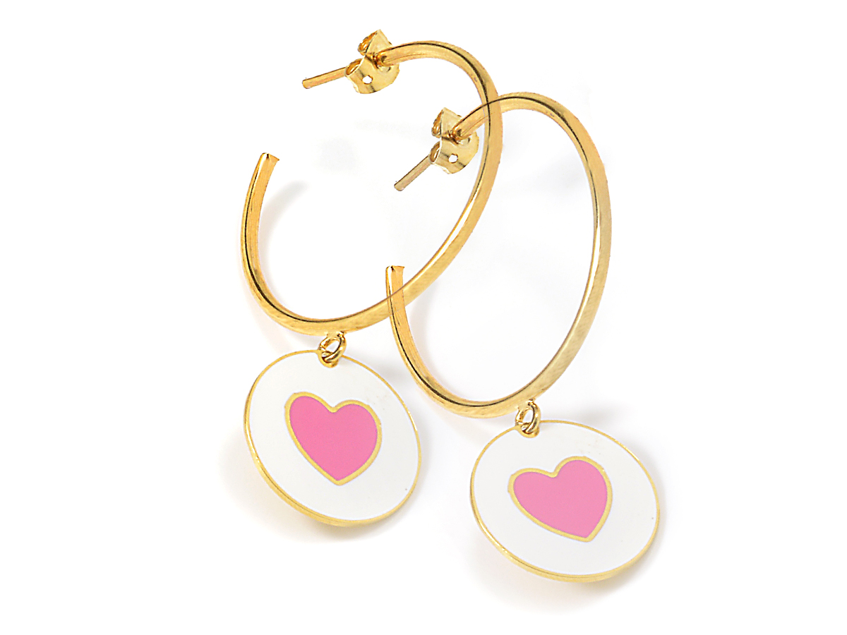 Hoops earring cuori smaltati (bigiotteria)