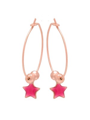 Orecchini in argento rosa con pendente a forma di stella con smalto rosa