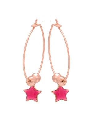Orecchini in argento rosa con pendente a forma di stella con smalto rosa