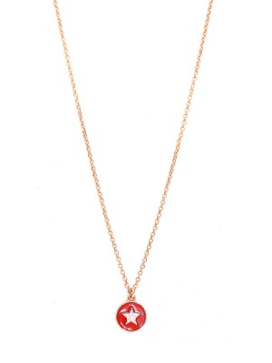 collana in argento rosa con pendente a stella smaltato rosso