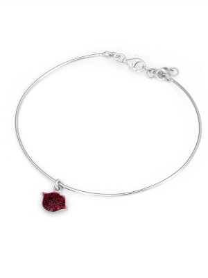 Bracciale in argento con bocca rossa con smalto