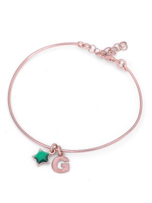 Bracciale in argento rosa con stella e lettera G