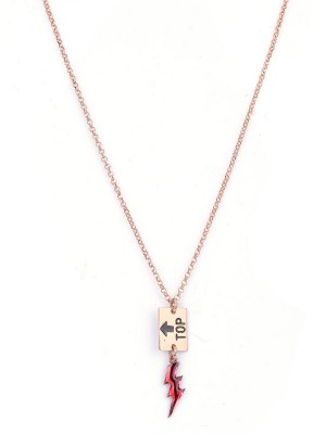Collana in argento rosa di 45cm con pendente fulmine e top