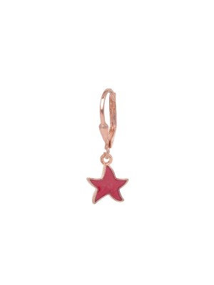 Orecchino singolo on argento rosa con pendente a forma di stella smaltata lilla