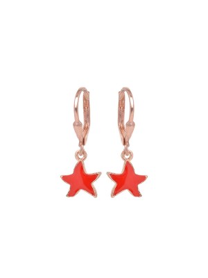 Orecchini argento rosa con pendente a forma di stella smaltata rossa