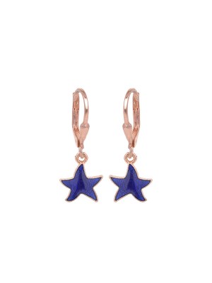 Orecchini argento rosa con pendente a forma di stella smaltata blu