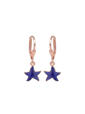 Orecchini argento rosa con pendente a forma di stella smaltata blu