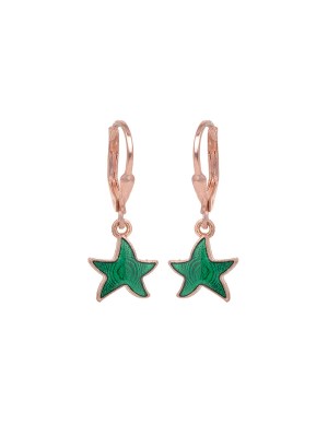 Orecchini argento rosa con pendente a forma di stella smaltata verde