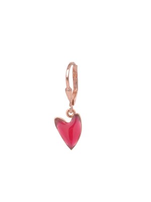 Orecchino singolo in argento rosa con pendente a forma di cuore allungato