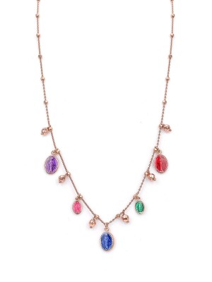 Collana in argento con pendenti smaltati a forma di madonna, collana argento rosa di 45cm