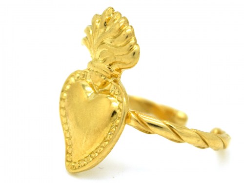 Anello in argento placcato oro giallo con centrale a forma di cuore