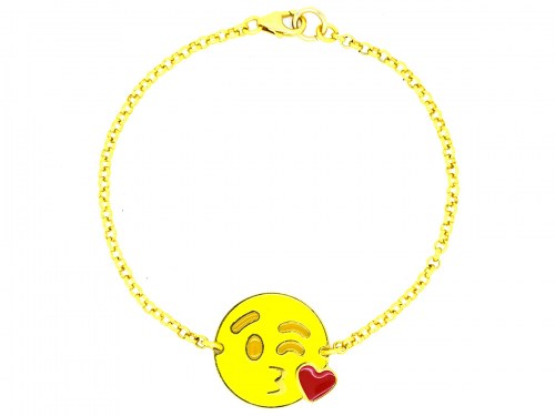 Bracciale Emoticons Social, faccina con cuore che manda un bacio e fa occhiolino