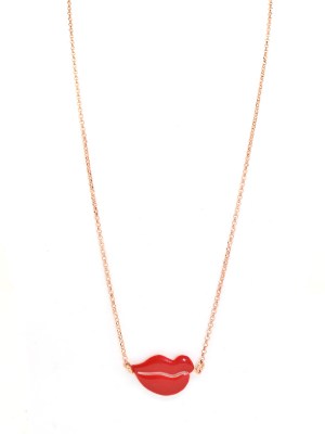 collana bocca con smalto rosso in argento