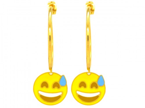 Orecchini Emoticons Social faccina che ride e goccia sulla fronte