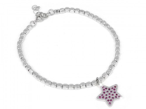 Bracciale in argento microfuso con pendente a stella e incassate pietre naturali viola