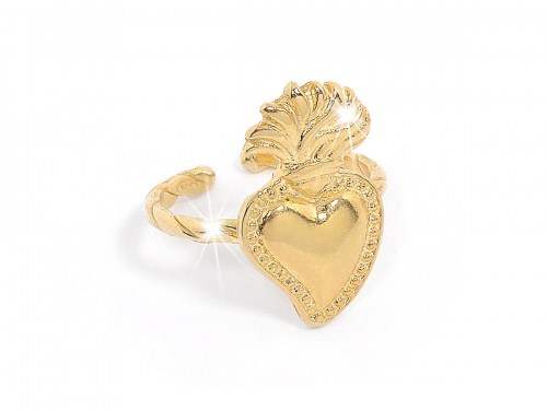anello in argento giallo con sacro cuore