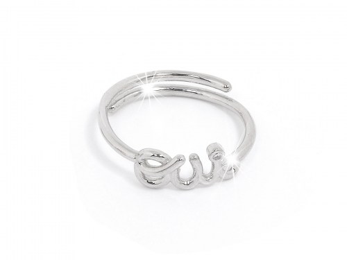 anello in argento con la scritta OUI, SI e punto luce