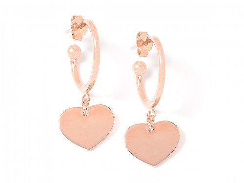 Orecchini in argento color rosa con cuore