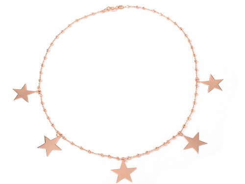 Collana in argento color rosa con stelle