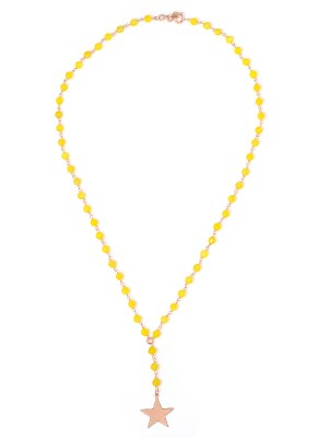 Collana in argento color oro rosa con pietre naturali agata gialla e pendente stella