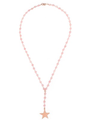 Collana in argento color oro rosa con pietre naturali agata rosa e pendente stella