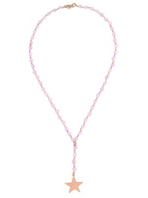 Collana in argento color oro rosa con pietre naturali agata rosa e pendente stella