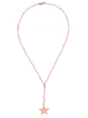 Collana in argento color oro rosa con pietre naturali agata rosa e pendente stella