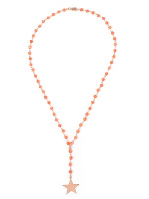 Collana in argento color oro rosa con pietre naturali agata arancione e pendente stella