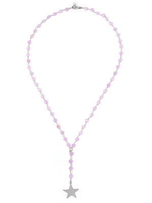 Collana in argento con pietre naturali agata rosa e pendente stella