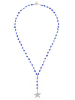 Collana in argento con pietre naturali agata blu e pendente stella