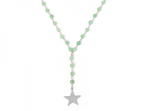 Collana in argento con pietre naturali agata verde e pendente stella