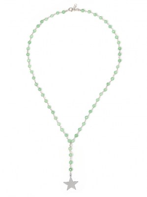 Collana in argento con pietre naturali agata verde e pendente stella