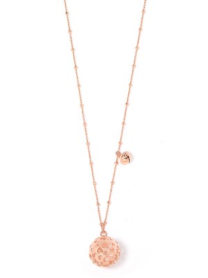 Collana in Argento chiama Angeli con sfera traforata a cuiri color oro rosa