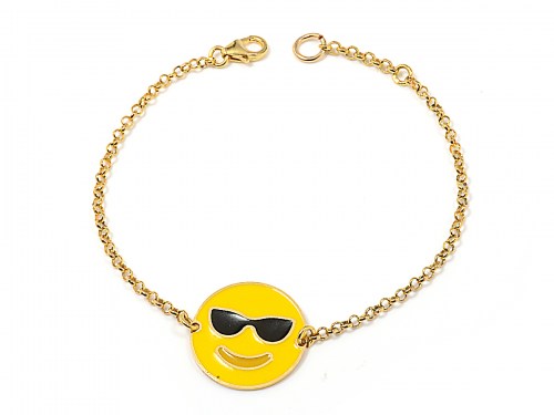 Bracciale Emoticons Social faccina con occhiali da sole neri