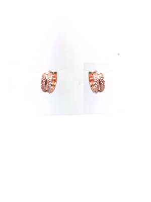orecchino cerchio largo con fila di zirconi laterali in entrambi i lati tutto in argento 925 bagnato in oro rosa